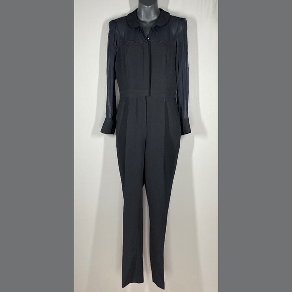 Charlotte Ronson Pants - Charlotte Ronson Jumpsuit Womens 6 black silk pants designer sheer classic usa